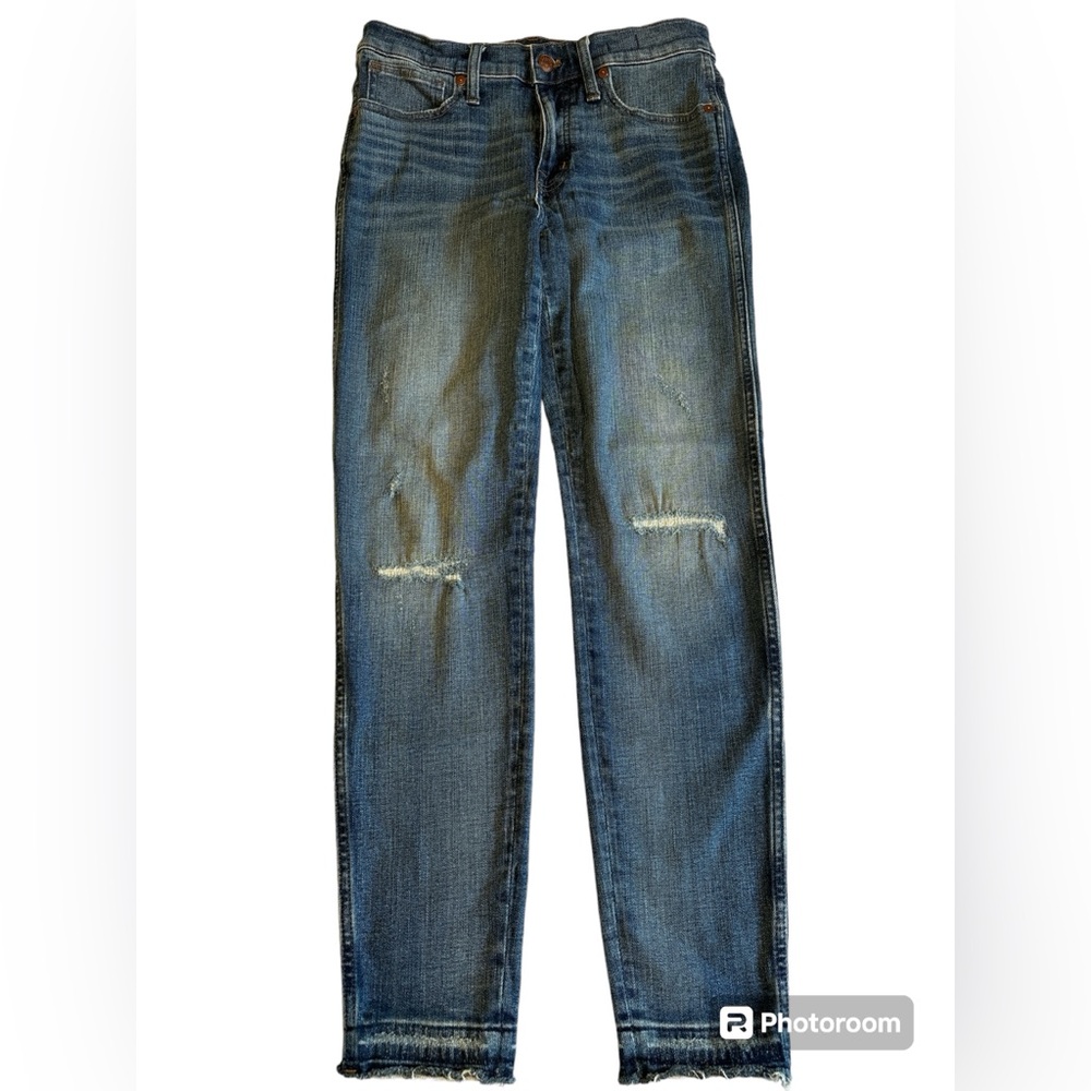 Madewell Normcore Distressed High Rise Raw Hem Skinny Denim Casual Jeans Women